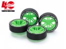 Tamiya 95640 - Low Profile Super Hard Tires/12-Spoke Wheels (Mini 4WD 40th Anniversary)