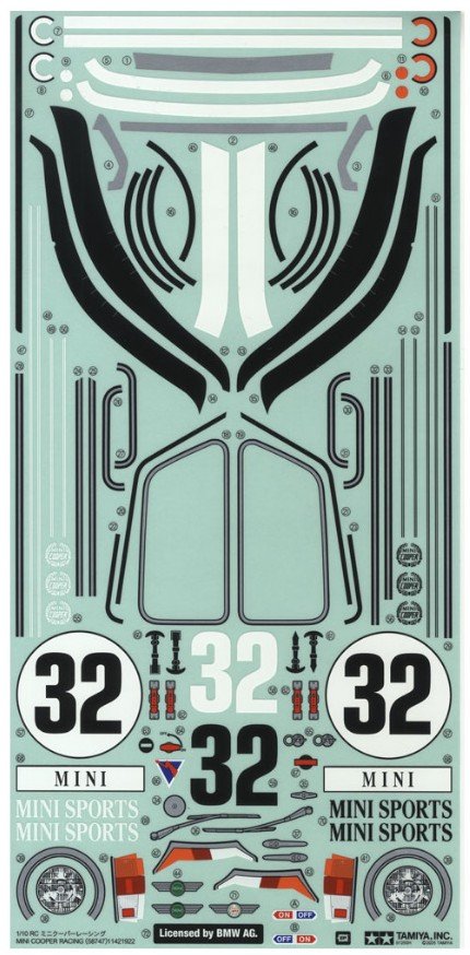 Tamiya 9490156 - 58747 1/10 Mini Cooper Racing Sticker Set