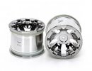 Tamiya 54833 - Rear Chrome Plated Wheels T3-01 for Wide Pin Spike Tires OP-1833