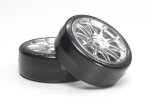 Tamiya 54022 -1/10 RC Metal-Plated 10-Spoke Wheel w/Cemented Super Driftech Tires(24mm Offset 0) OP-1022