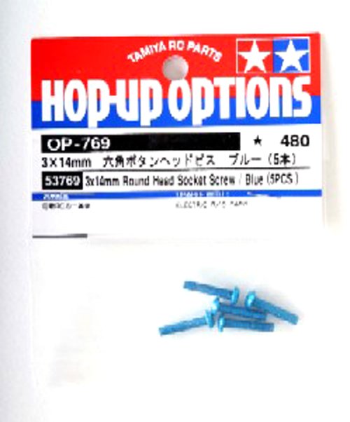 Tamiya 53769 - 3x14mm Round Head Socket Screw / Blue OP-769