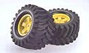 Tamiya 53561 - DV-Lug Pattern Tire & Wheel Set Yel (2) TG