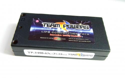 TEAMPOWERS 7.4V 3400mAH 85C LiPo Battery - for 1/12th car (TP-3400-85C-2s-92mm)