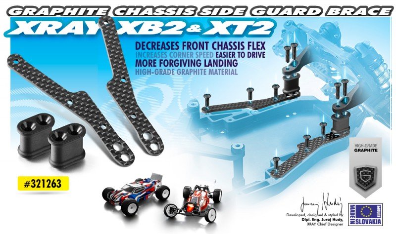 XRAY 321263 Graphite Chassis Side Guard Brace - Set